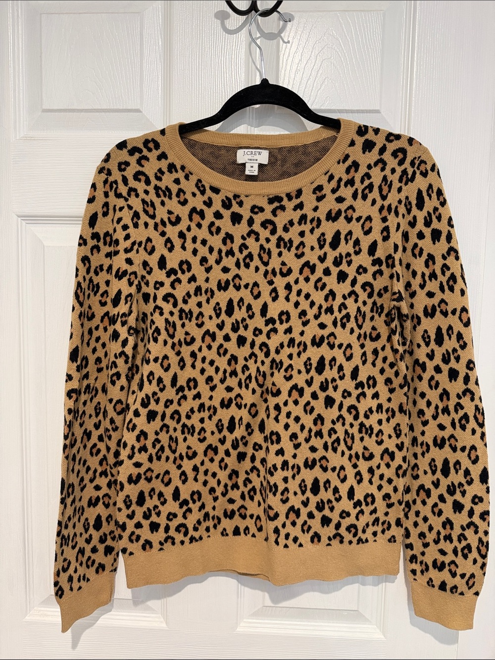 J. Crew Leopard-Print Crewneck Sweater in Tan and Black